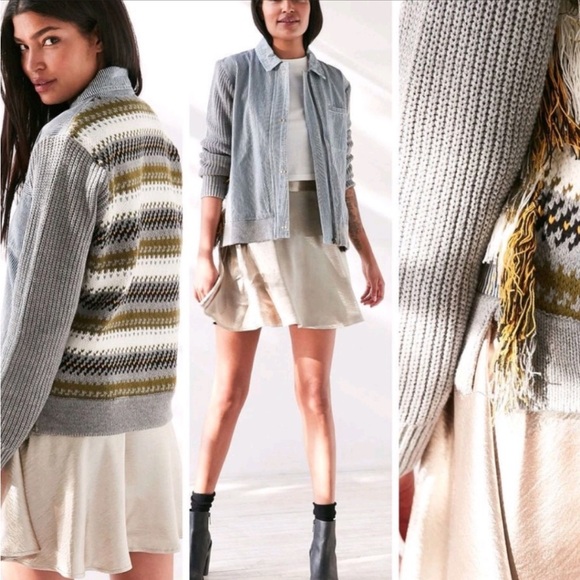 Ecote UO Mixed Media Fringe Jacket - Picture 1 of 3